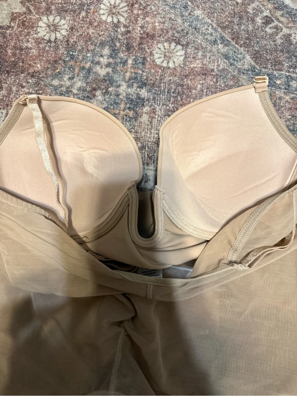 Nude Body Shaper Bodysuit with Built-In Cups removable straps xtra straps